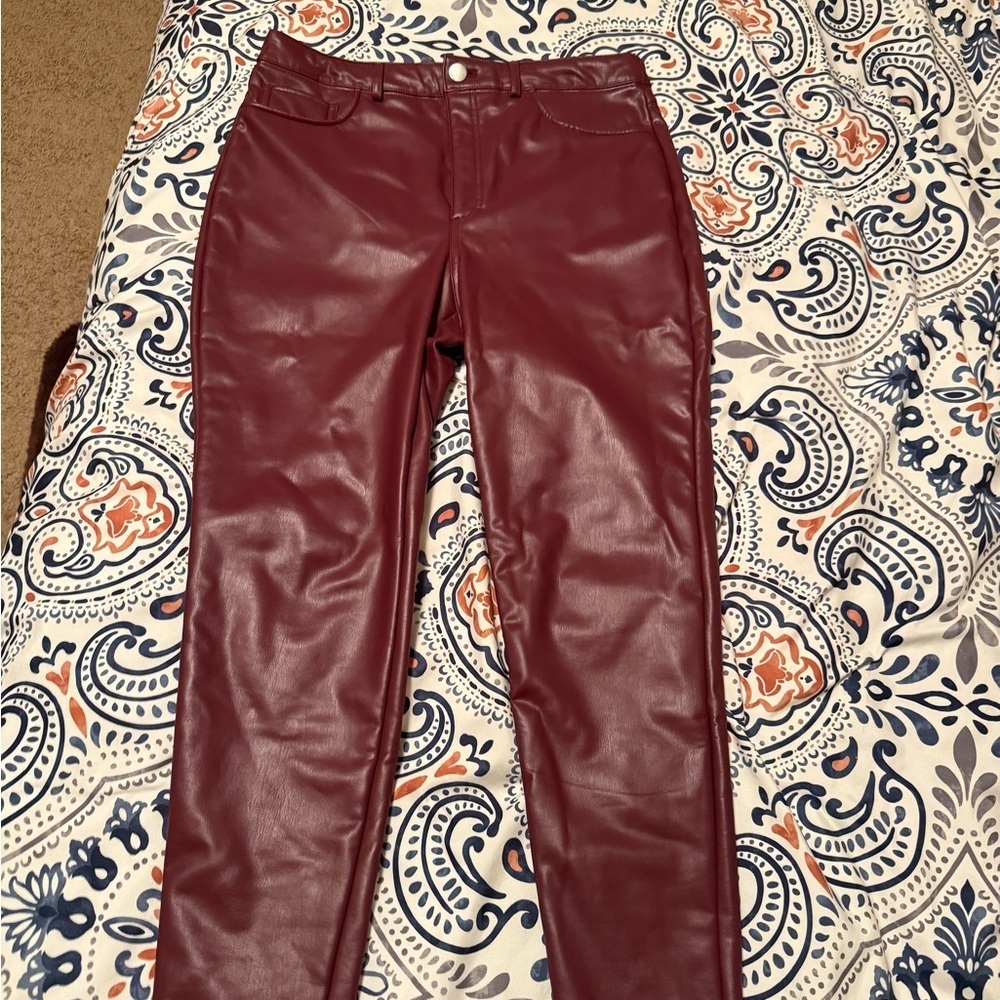 INC International Concepts Maroon Faux Leather Pants